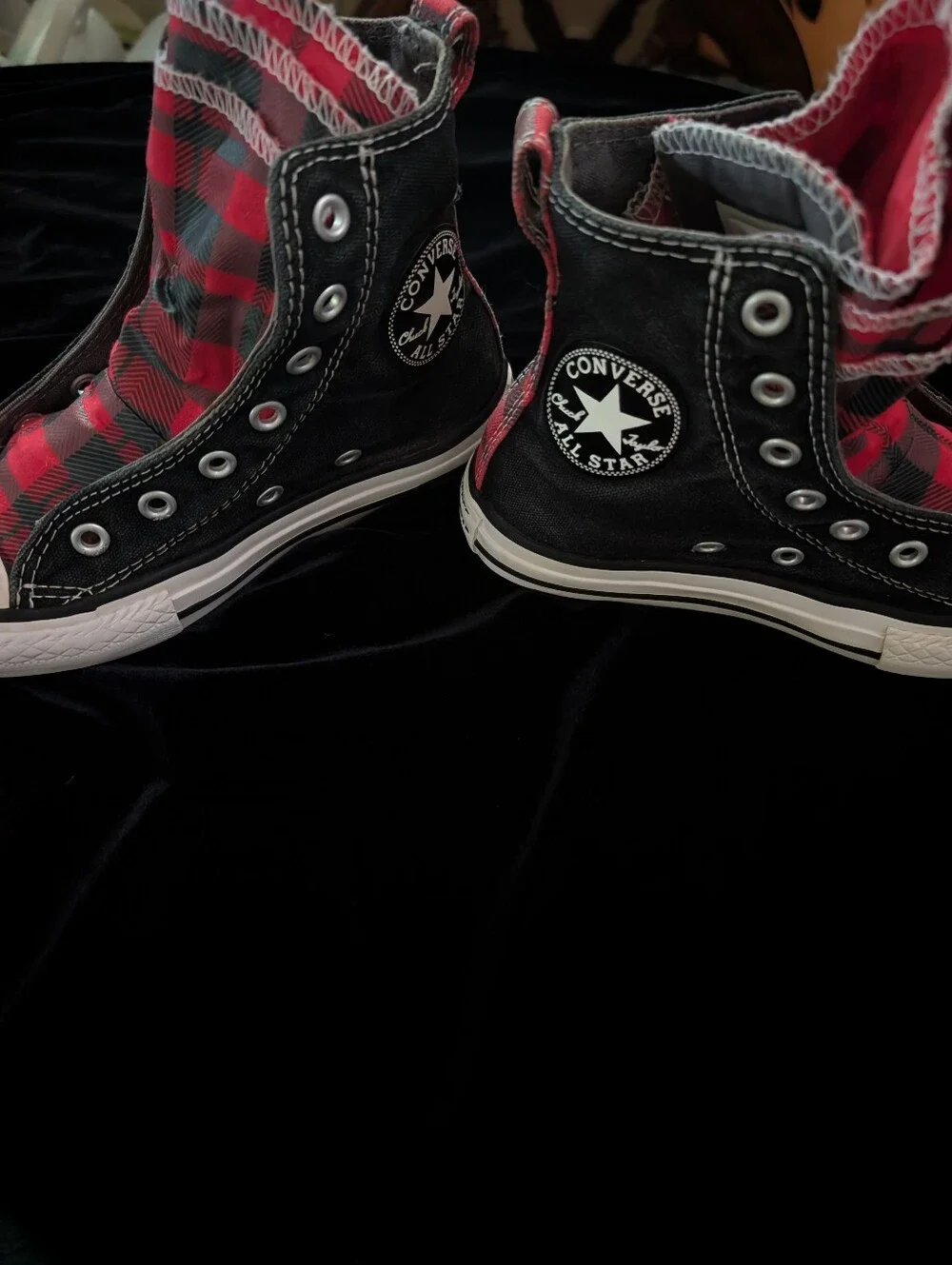 Converse Kids Black & Red Plaid High-Top Sneakers
